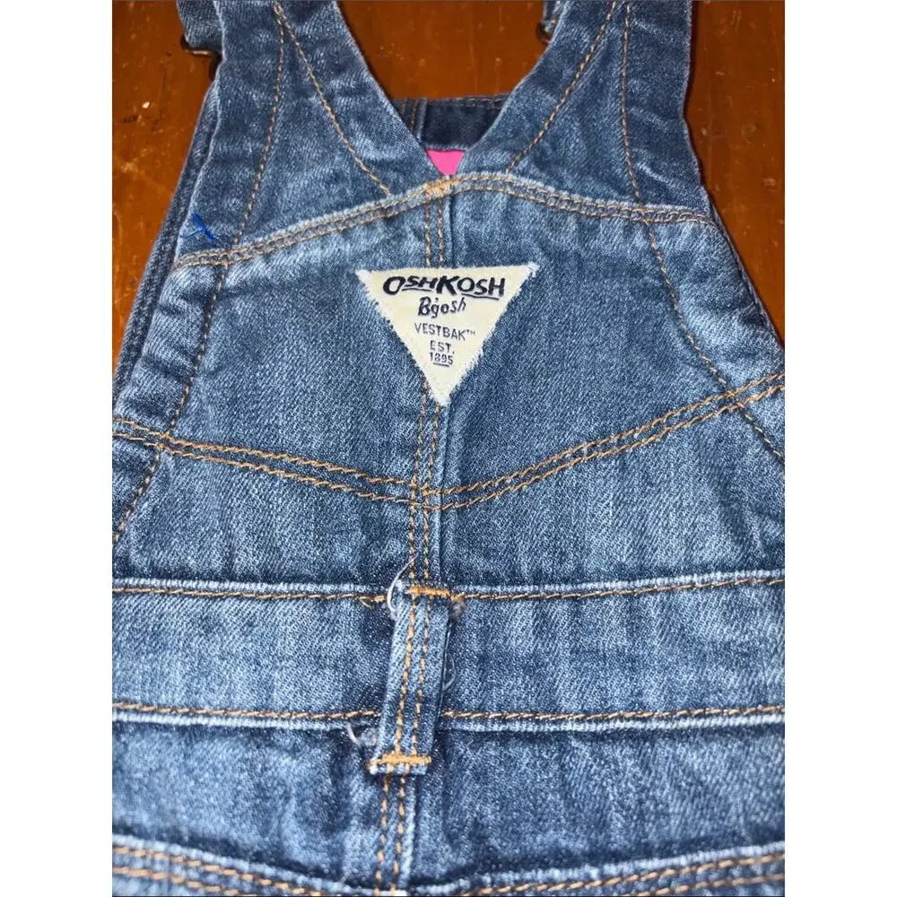 Children's OshKosh Denim Fleece Lined Pink Overalls - 24 Months